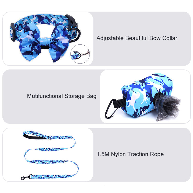 4 Combo Matching Dog Collar Harness Leash Pouch Set - My Puppy Fresh