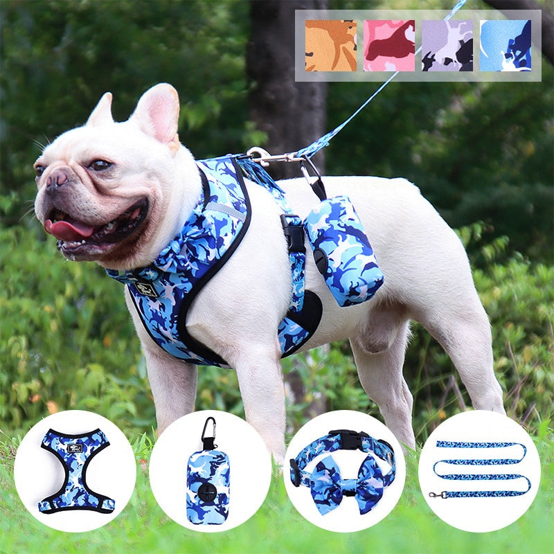 4 Combo Matching Dog Collar Harness Leash Pouch Set - My Puppy Fresh