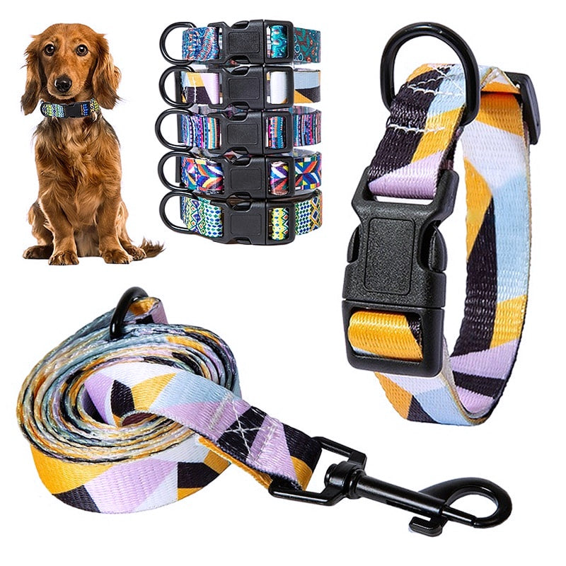 Bohemian Style Nylon Dog Collar Leash Set - My Puppy Fresh