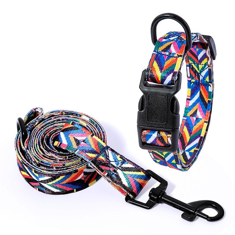 Bohemian Style Nylon Dog Collar Leash Set - My Puppy Fresh