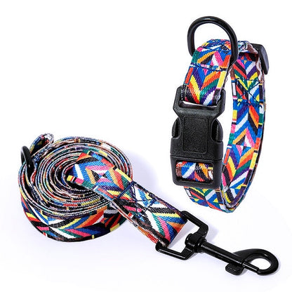 Bohemian Style Nylon Dog Collar Leash Set - My Puppy Fresh
