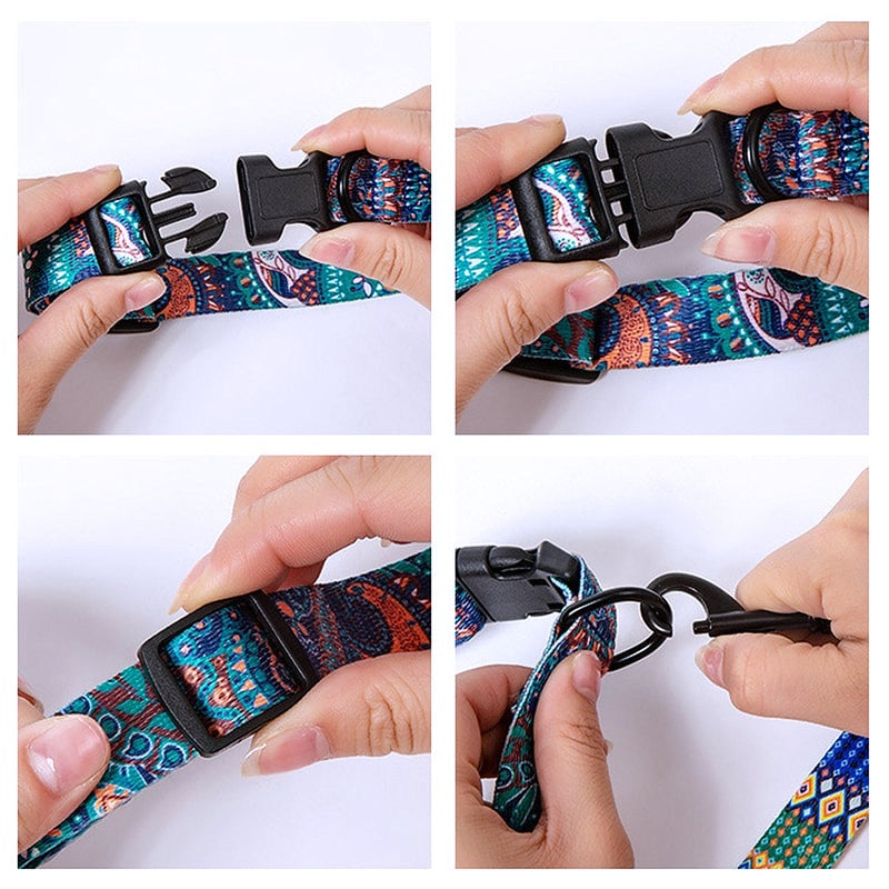 Bohemian Style Nylon Dog Collar Leash Set - My Puppy Fresh