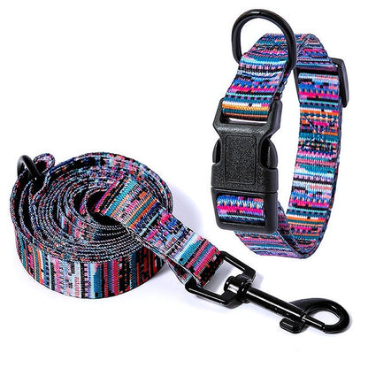 Bohemian Style Nylon Dog Collar Leash Set - My Puppy Fresh
