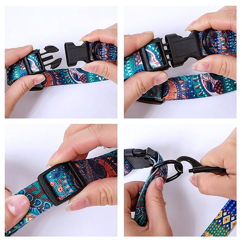 Bohemian Style Nylon Dog Collar Leash Set - My Puppy Fresh