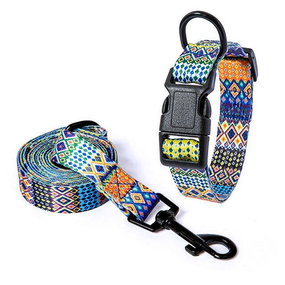 Bohemian Style Nylon Dog Collar Leash Set - My Puppy Fresh