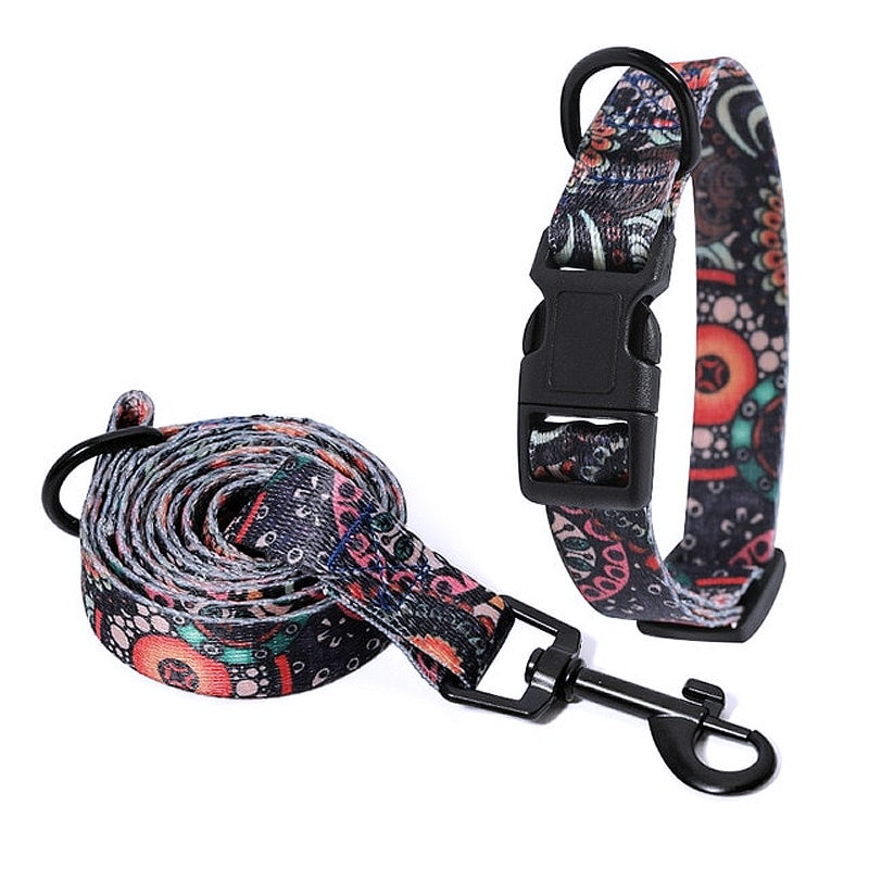 Bohemian Style Nylon Dog Collar Leash Set - My Puppy Fresh