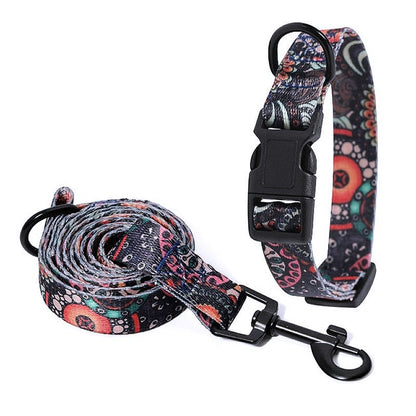 Bohemian Style Nylon Dog Collar Leash Set - My Puppy Fresh