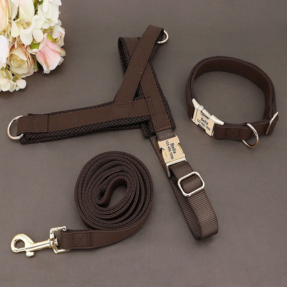 Customized Dog Matching Collar Harness Leash Set - My Puppy Fresh