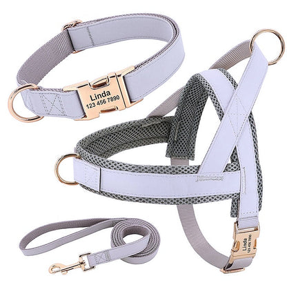 Customized Dog Matching Collar Harness Leash Set - My Puppy Fresh