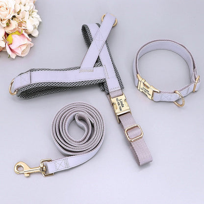 Customized Dog Matching Collar Harness Leash Set - My Puppy Fresh