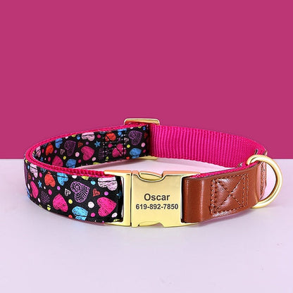 Flower Print Personalized Nylon Dog Collar - My Puppy Fresh