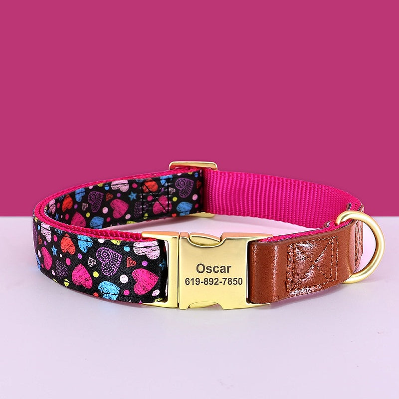 Flower Print Personalized Nylon Dog Collar - My Puppy Fresh