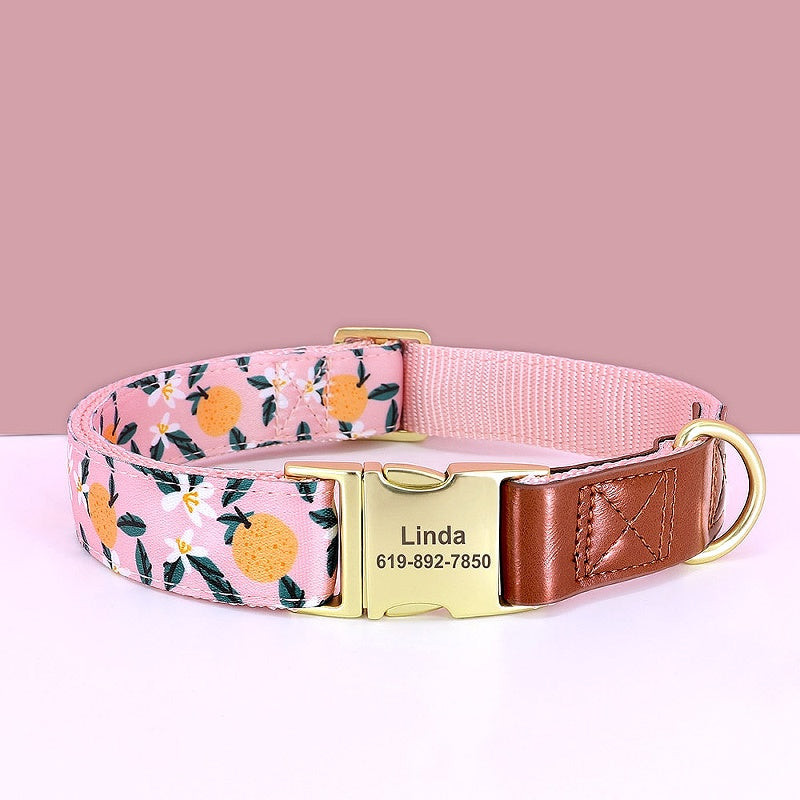 Flower Print Personalized Nylon Dog Collar - My Puppy Fresh