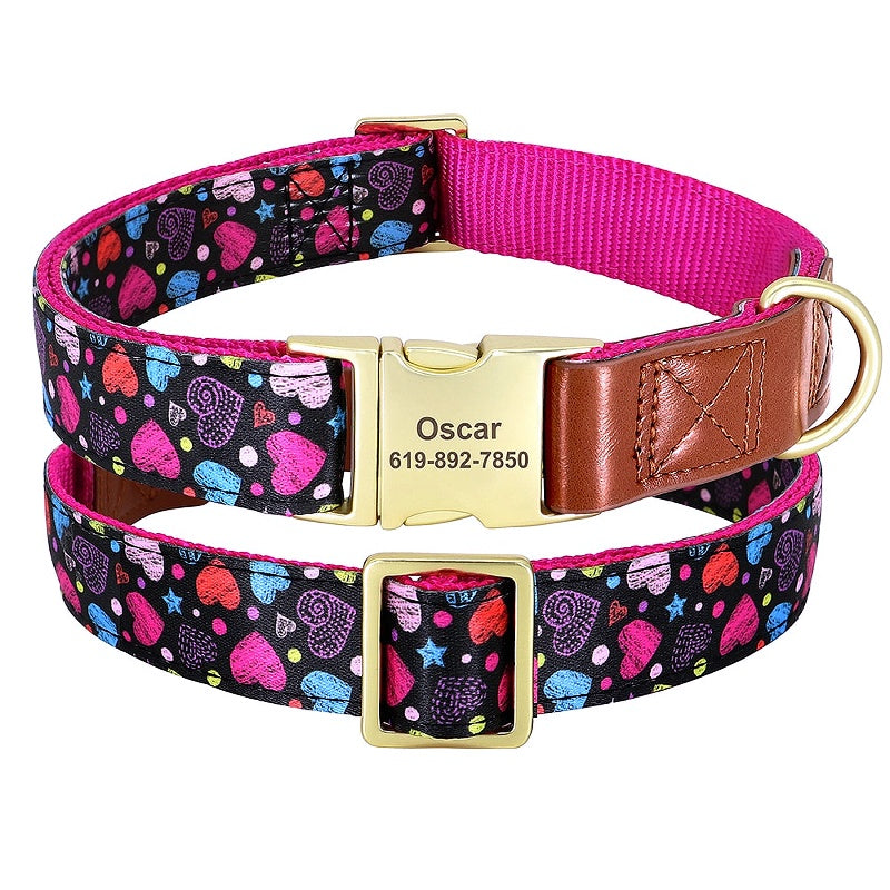 Flower Print Personalized Nylon Dog Collar - My Puppy Fresh