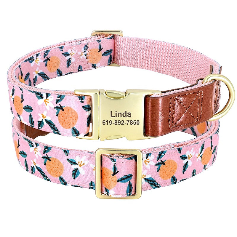 Flower Print Personalized Nylon Dog Collar - My Puppy Fresh