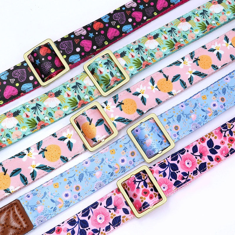 Flower Print Personalized Nylon Dog Collar - My Puppy Fresh