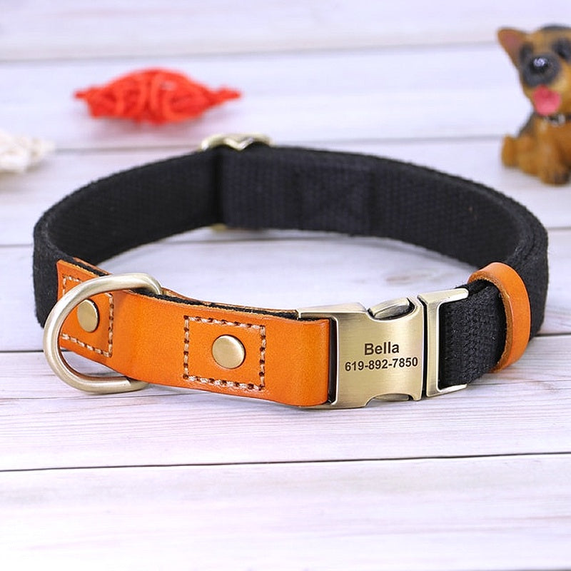 Customized Nylon Leather Dog Collar Leash Set - My Puppy Fresh