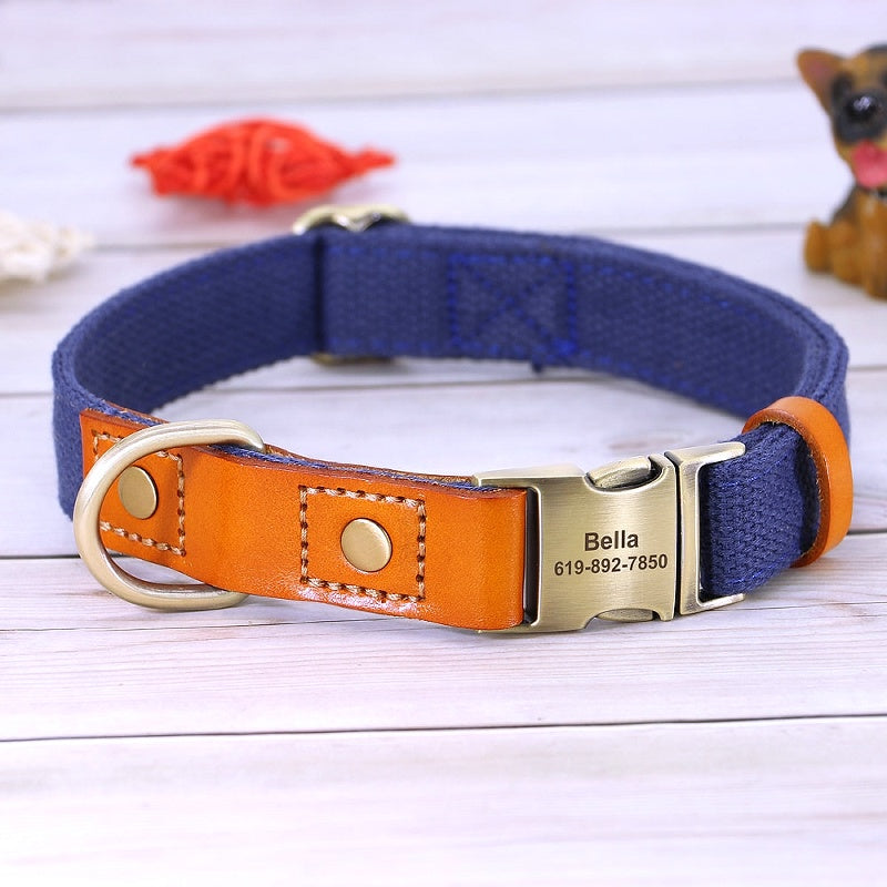 Customized Nylon Leather Dog Collar Leash Set - My Puppy Fresh