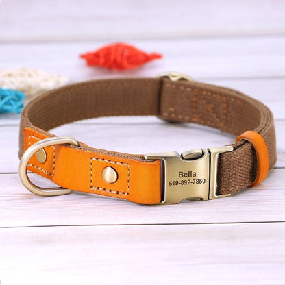 Customized Nylon Leather Dog Collar Leash Set - My Puppy Fresh