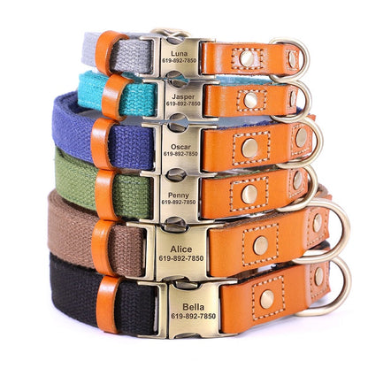 Customized Nylon Leather Dog Collar Leash Set - My Puppy Fresh