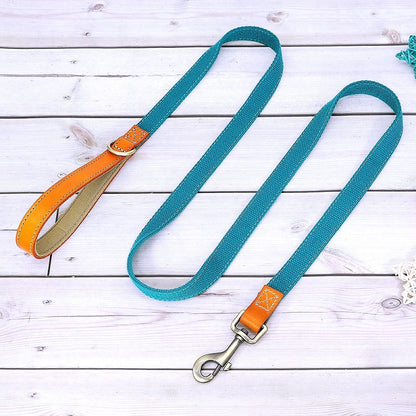 Customized Nylon Leather Dog Collar Leash Set - My Puppy Fresh