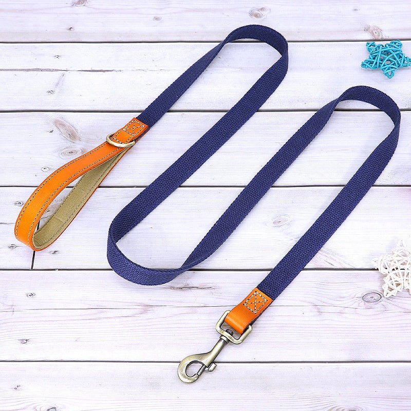 Customized Nylon Leather Dog Collar Leash Set - My Puppy Fresh