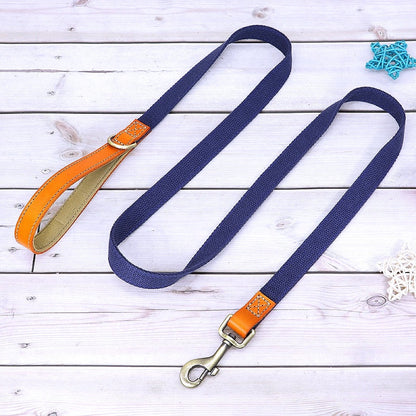 Customized Nylon Leather Dog Collar Leash Set - My Puppy Fresh