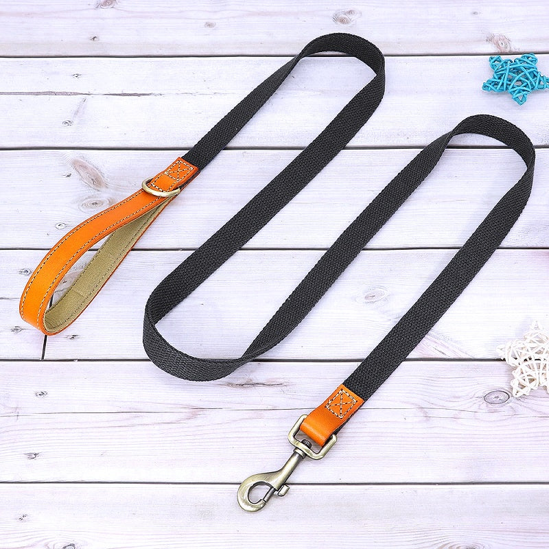 Customized Nylon Leather Dog Collar Leash Set - My Puppy Fresh