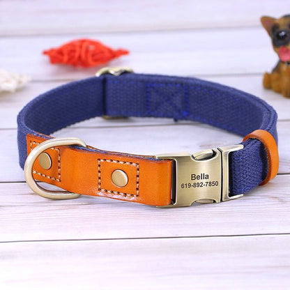Customized Nylon Leather Dog Collar Leash Set - My Puppy Fresh