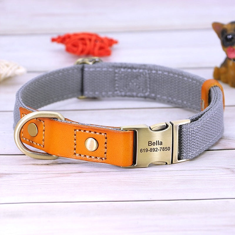 Customized Nylon Leather Dog Collar Leash Set - My Puppy Fresh