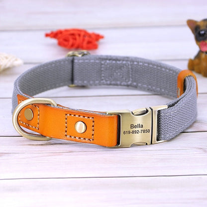 Customized Nylon Leather Dog Collar Leash Set - My Puppy Fresh