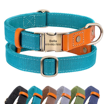 Customized Nylon Leather Dog Collar Leash Set - My Puppy Fresh