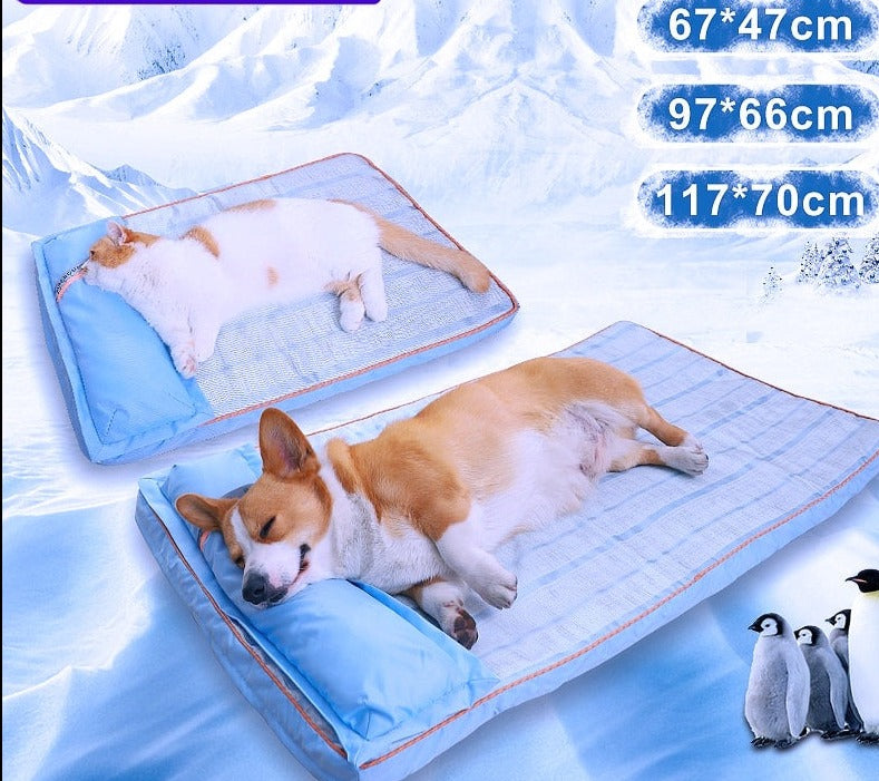 Summer Dog Bed Cooling Mat With Pillow - My Puppy Fresh