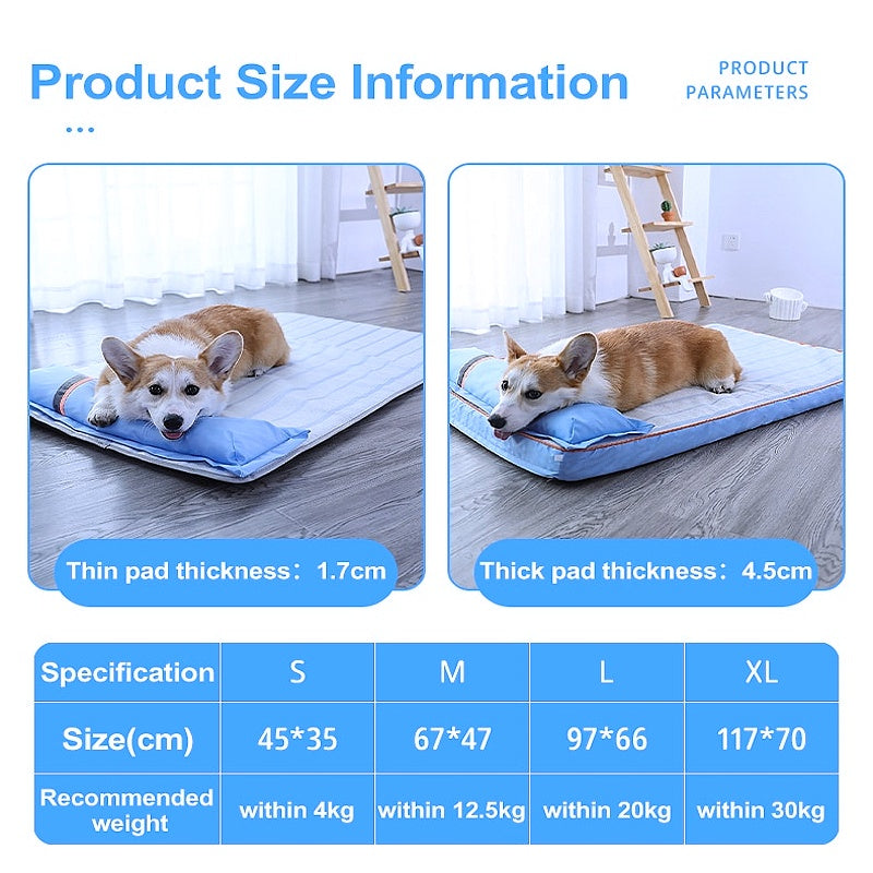 Summer Dog Bed Cooling Mat With Pillow - My Puppy Fresh