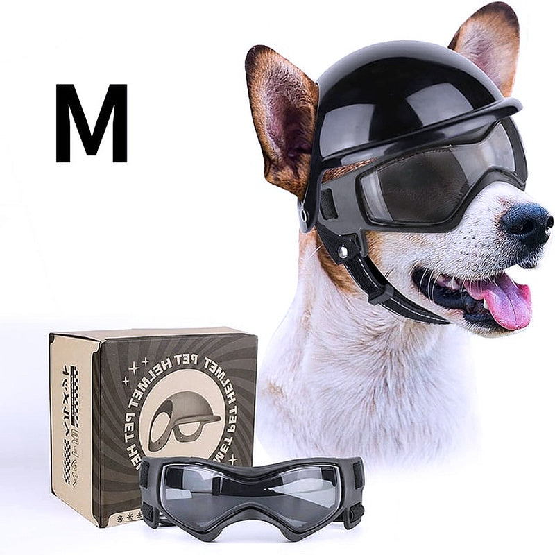 Dog Sunglasses and Wind Protection Helmet Set - My Puppy Fresh