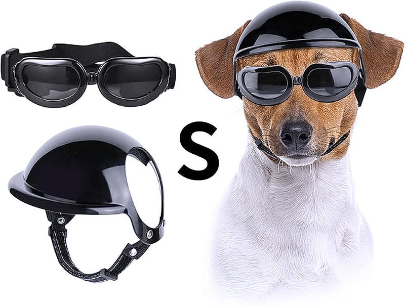 Dog Sunglasses and Wind Protection Helmet Set - My Puppy Fresh