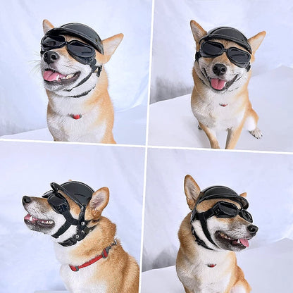 Dog Sunglasses and Wind Protection Helmet Set - My Puppy Fresh